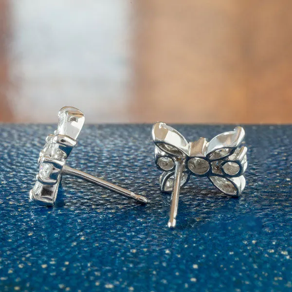 Vintage Marquise & Round Diamond Stud Earrings