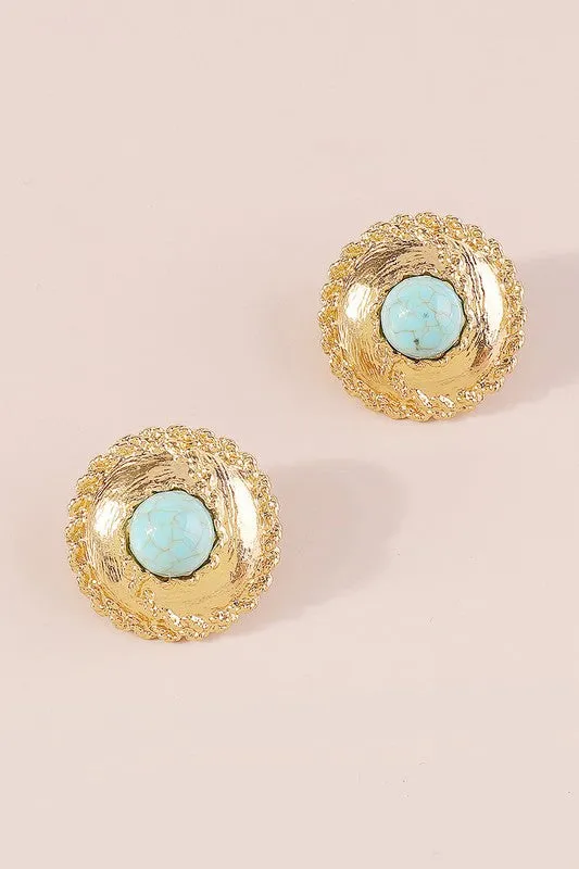 Vintage Pearl Turquoise Stud Earrings