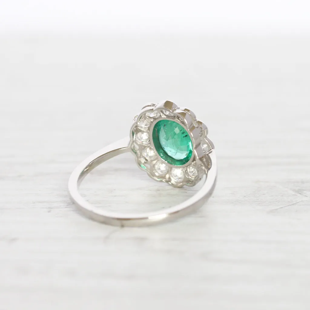 Vintage Style 1.10 Carat Emerald and Diamond Cluster