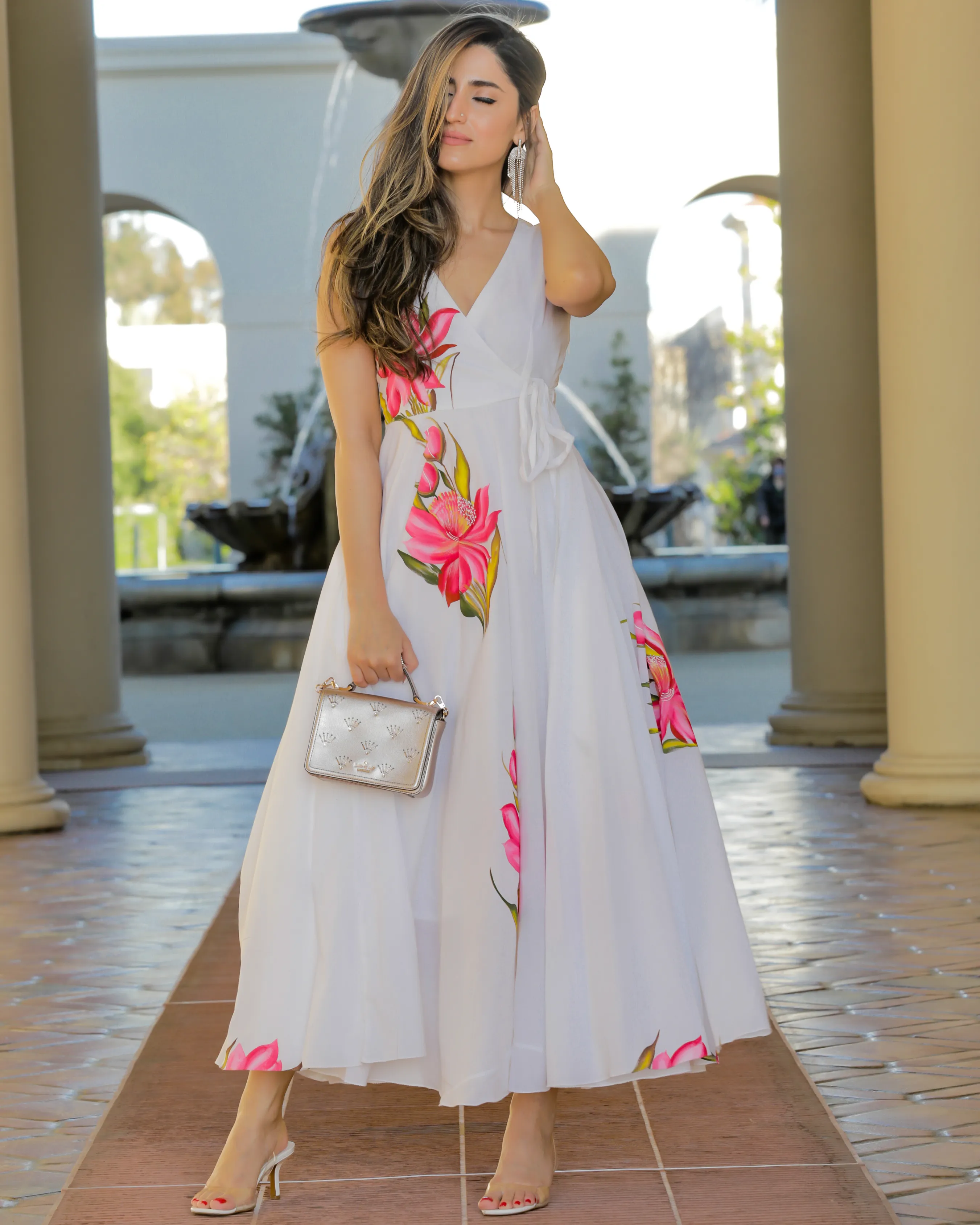 White Shell Handpainted Cotton Dress