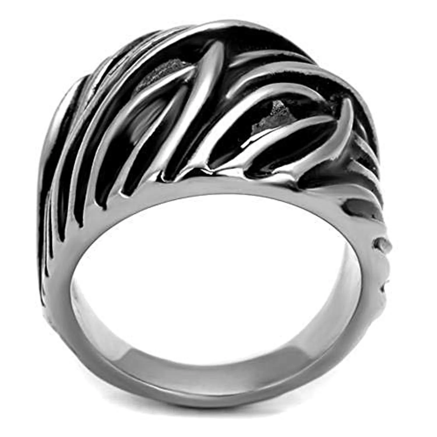 WildKlass Stainless Steel Ring High Polished Men Epoxy Jet