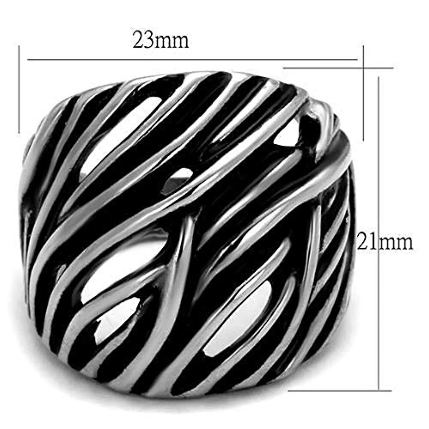 WildKlass Stainless Steel Ring High Polished Men Epoxy Jet