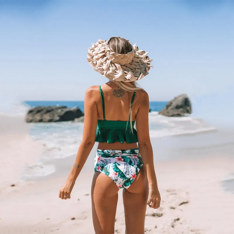 Women Solid Print Backless Swimwear