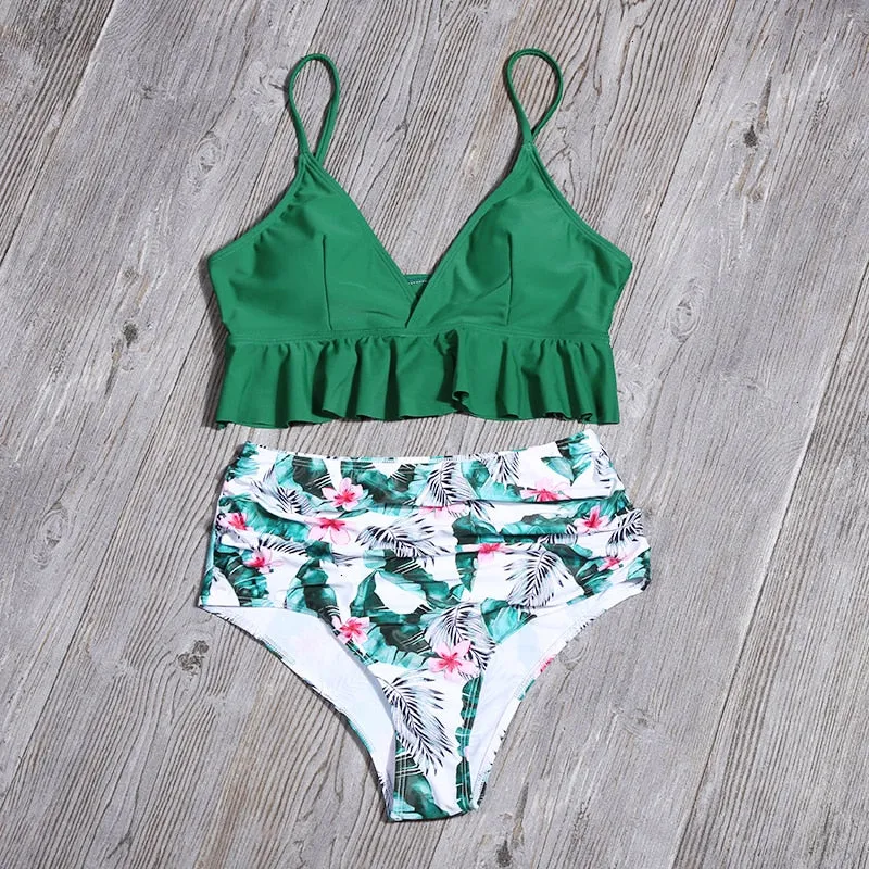 Women Solid Print Backless Swimwear