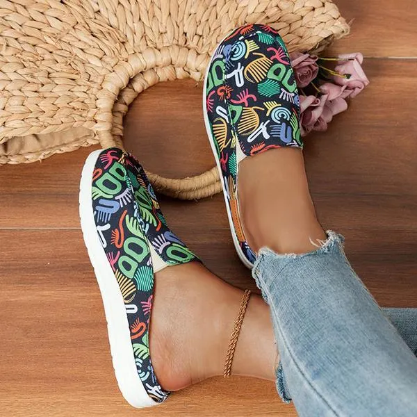 Women's Casual Canvas Printed Flat Half Slippers 98426599S