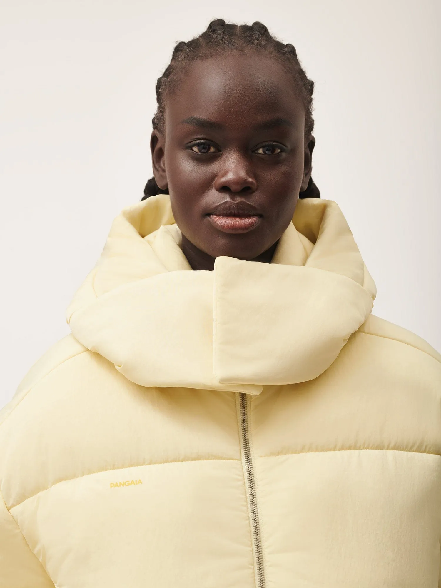 Women’s Flower-Warmth Recycled Nylon Cropped Puffer—rind yellow