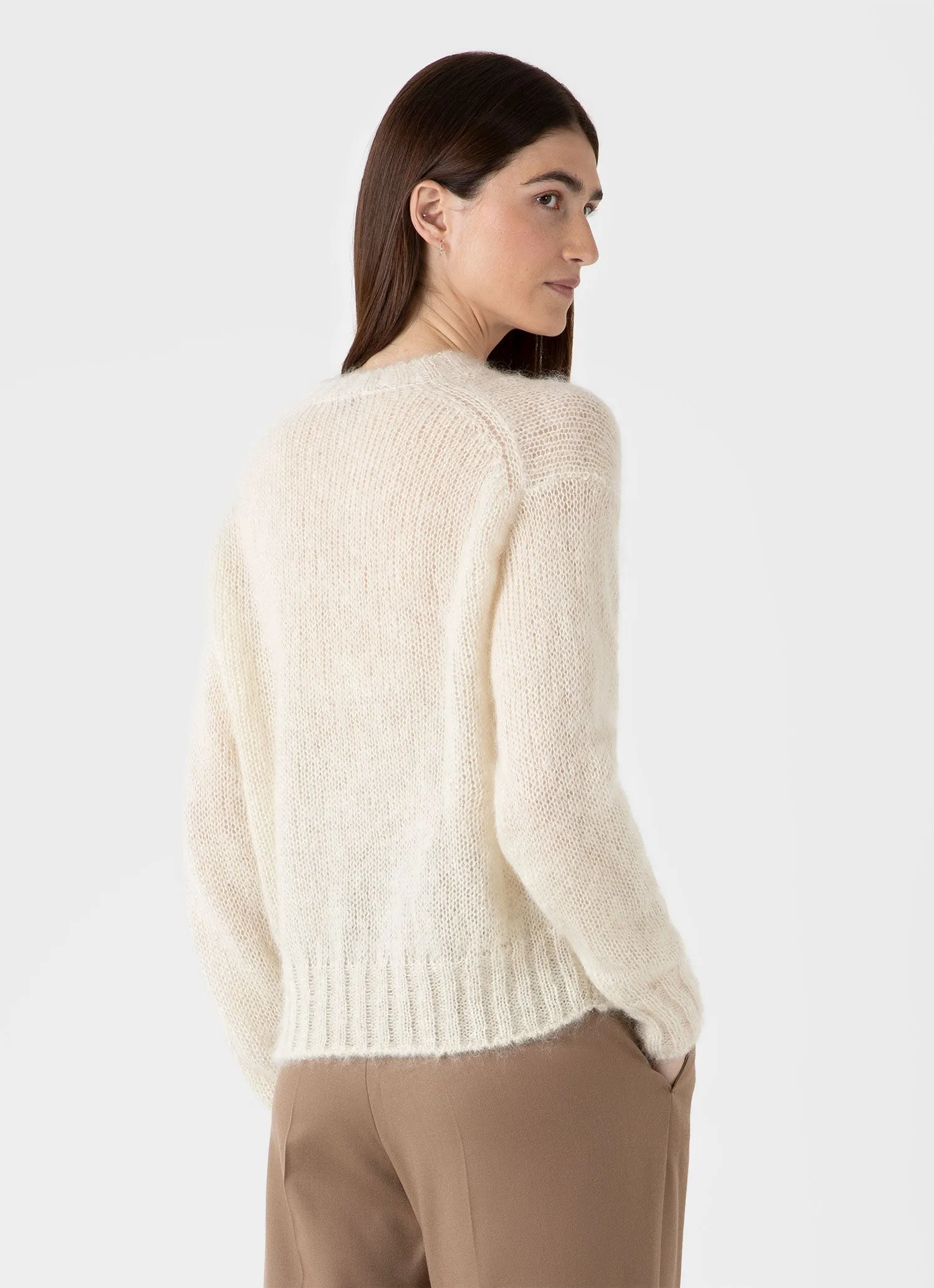 Women's Mohair Silk Jumper in Ecru