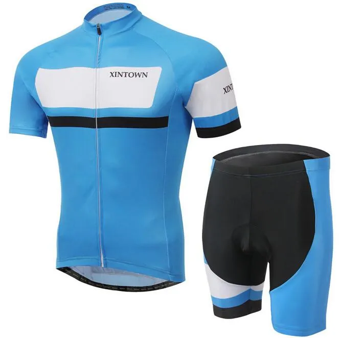 XINTOWN Blue White Short Sleeve Cycling Jersey Set